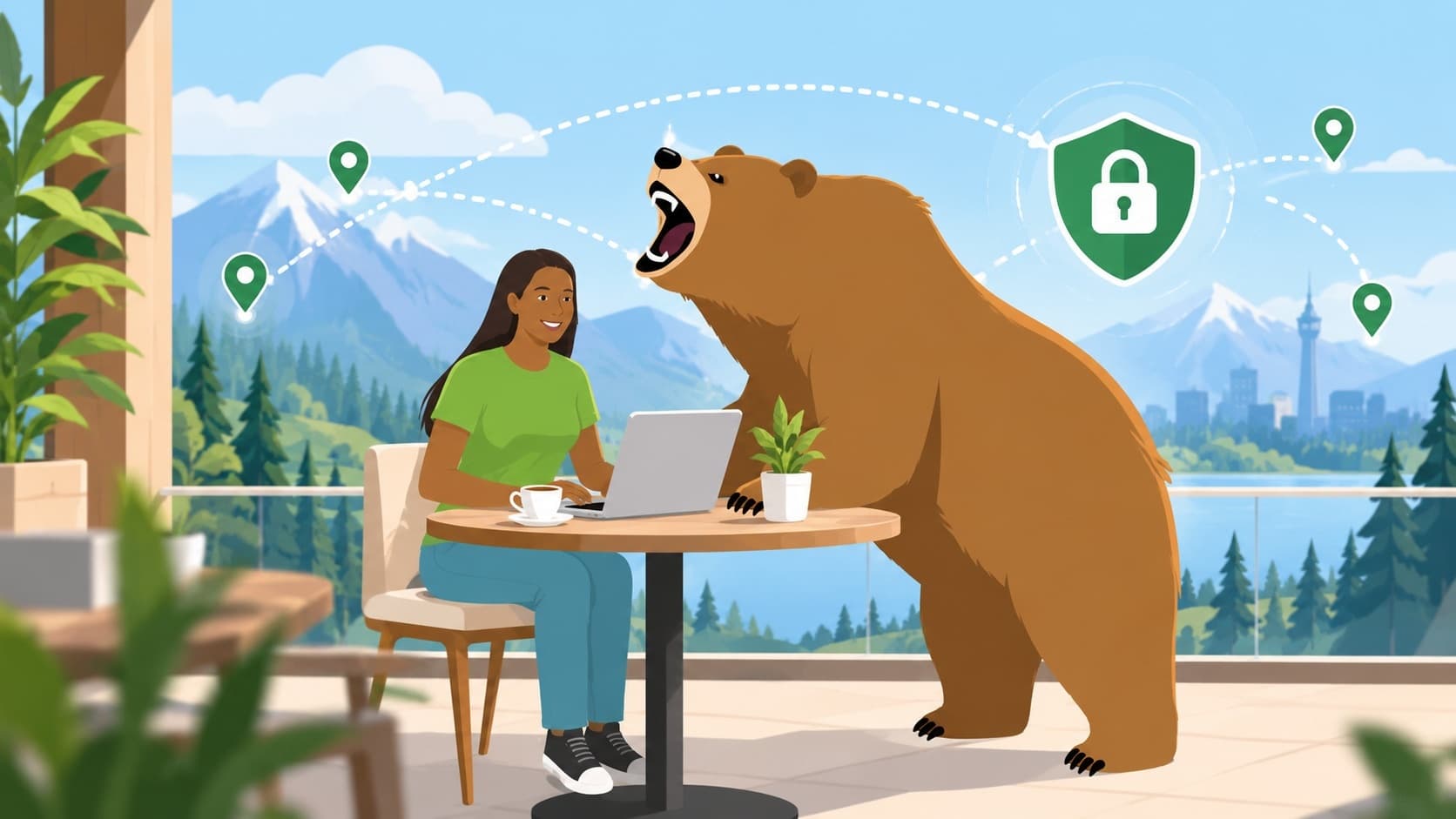 TunnelBear VPN review 2026 map UI displaying global tunnel locations and VigilantBear security controls